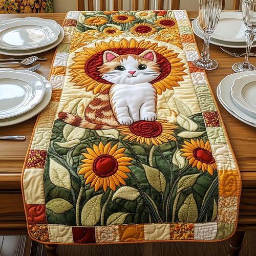 Soft Paws In Golden Blooms Quilted Table Runner GFTOAB4927