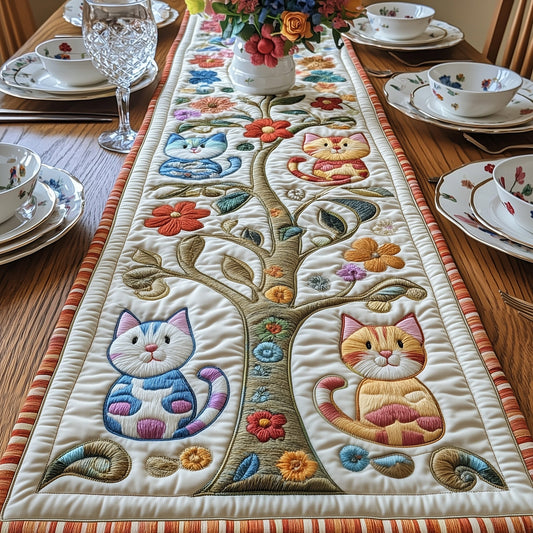 Cat Among the Blooms Quilted Table Runner GFTOAB4928