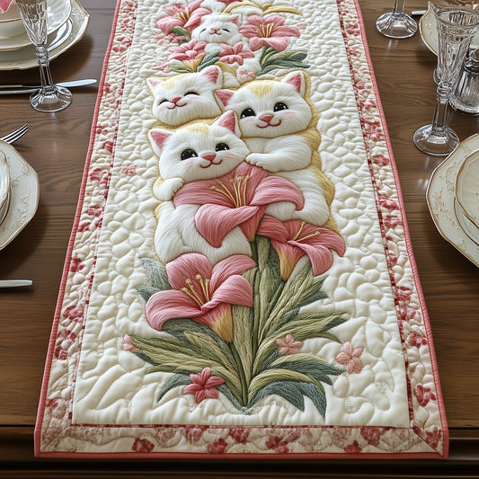 Cat Among Lilies Quilted Table Runner GFTOAB4931