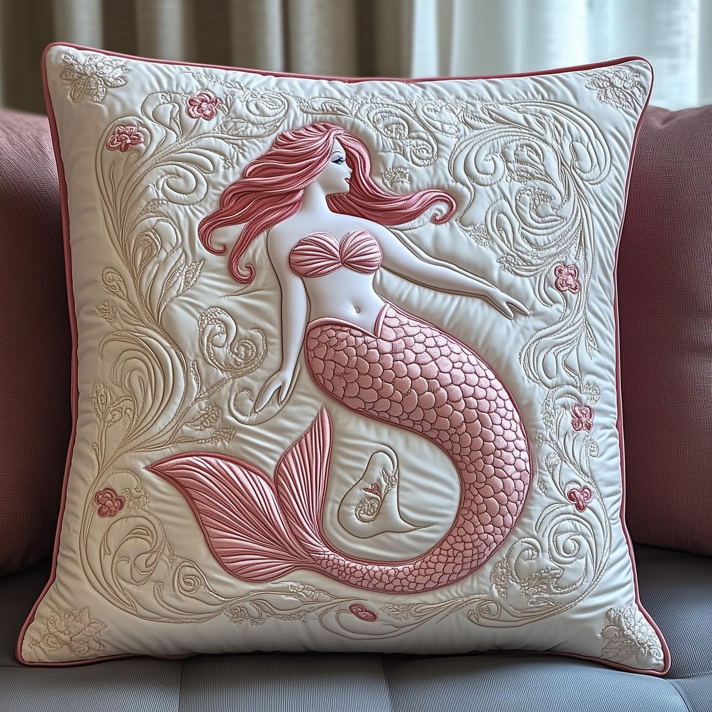 Elegant Mermaid Quilted Pillow Case GFTOAB4992