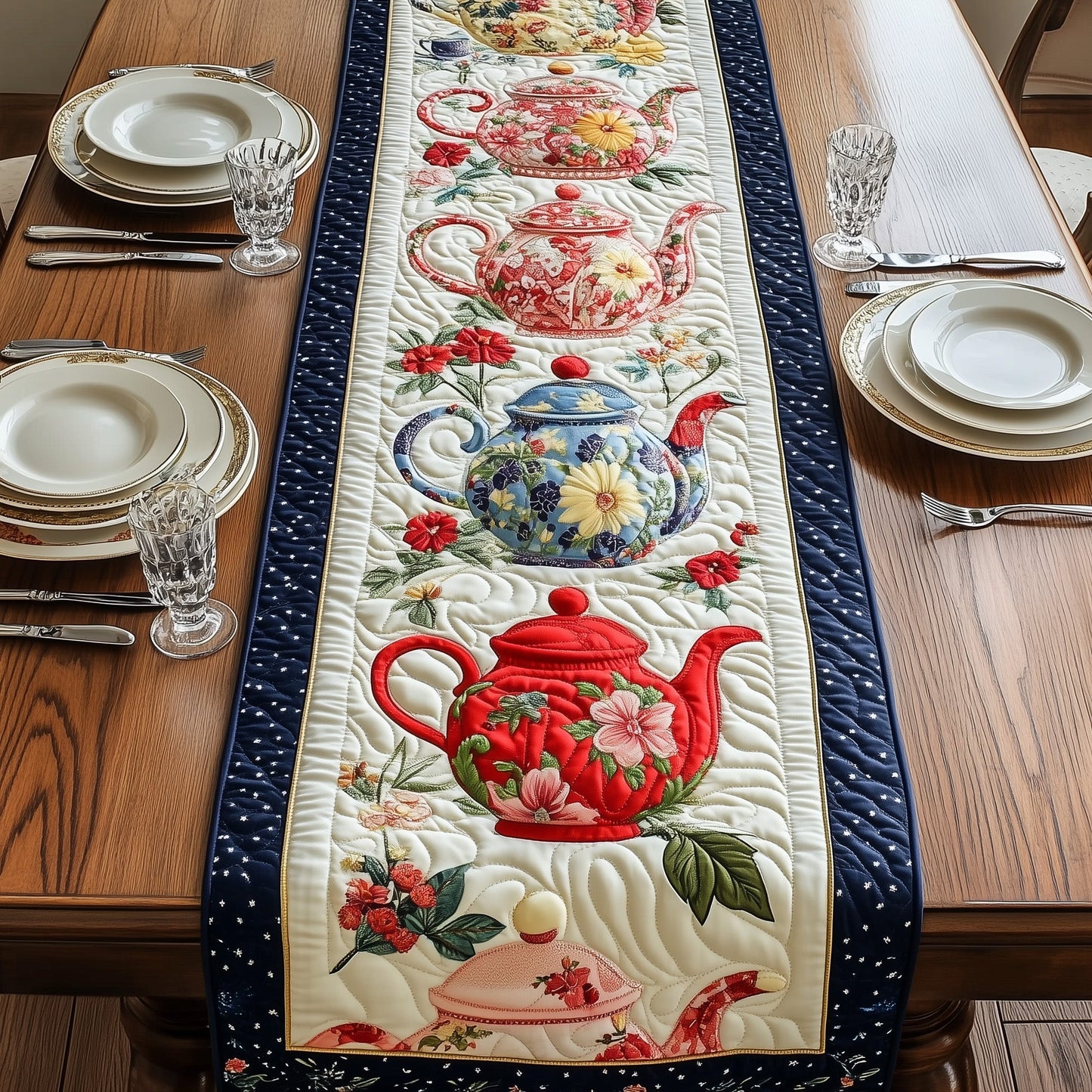 Tea Among the Petals Quilted Table Runner GFTOAB5008