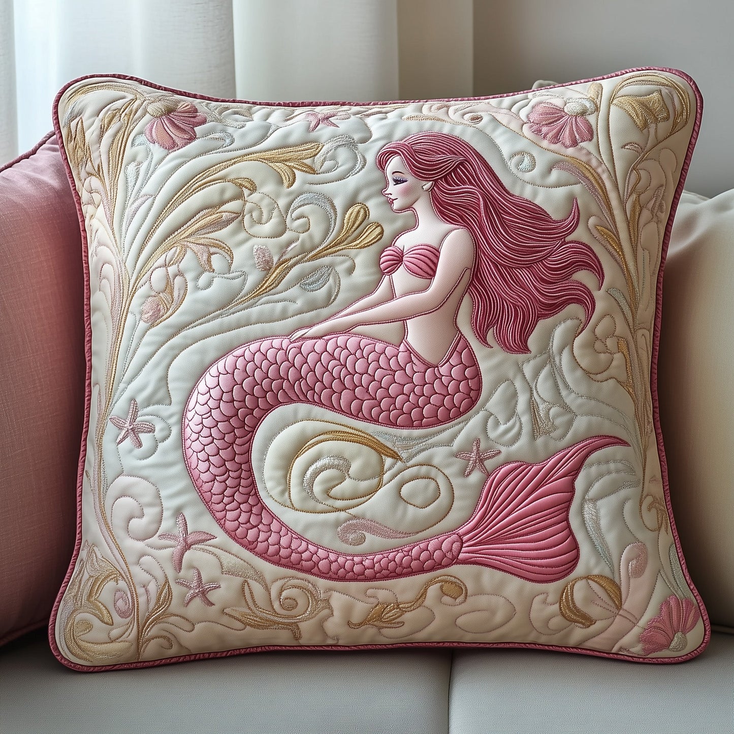 Elegant Mermaid Quilted Pillow Case GFTOAB5013