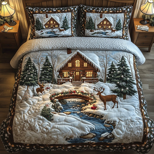 Peaceful Snow Cabin Duvet Cover Set GFTOHD10016