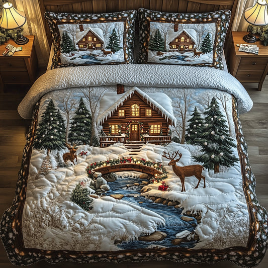 Peaceful Snow Cabin Duvet Cover Set GFTOHD10016