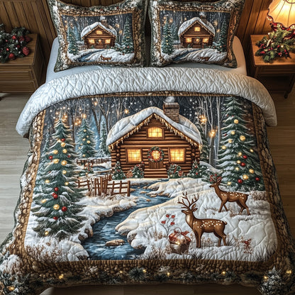 Peaceful Snow Cabin Duvet Cover Set GFTOHD10017