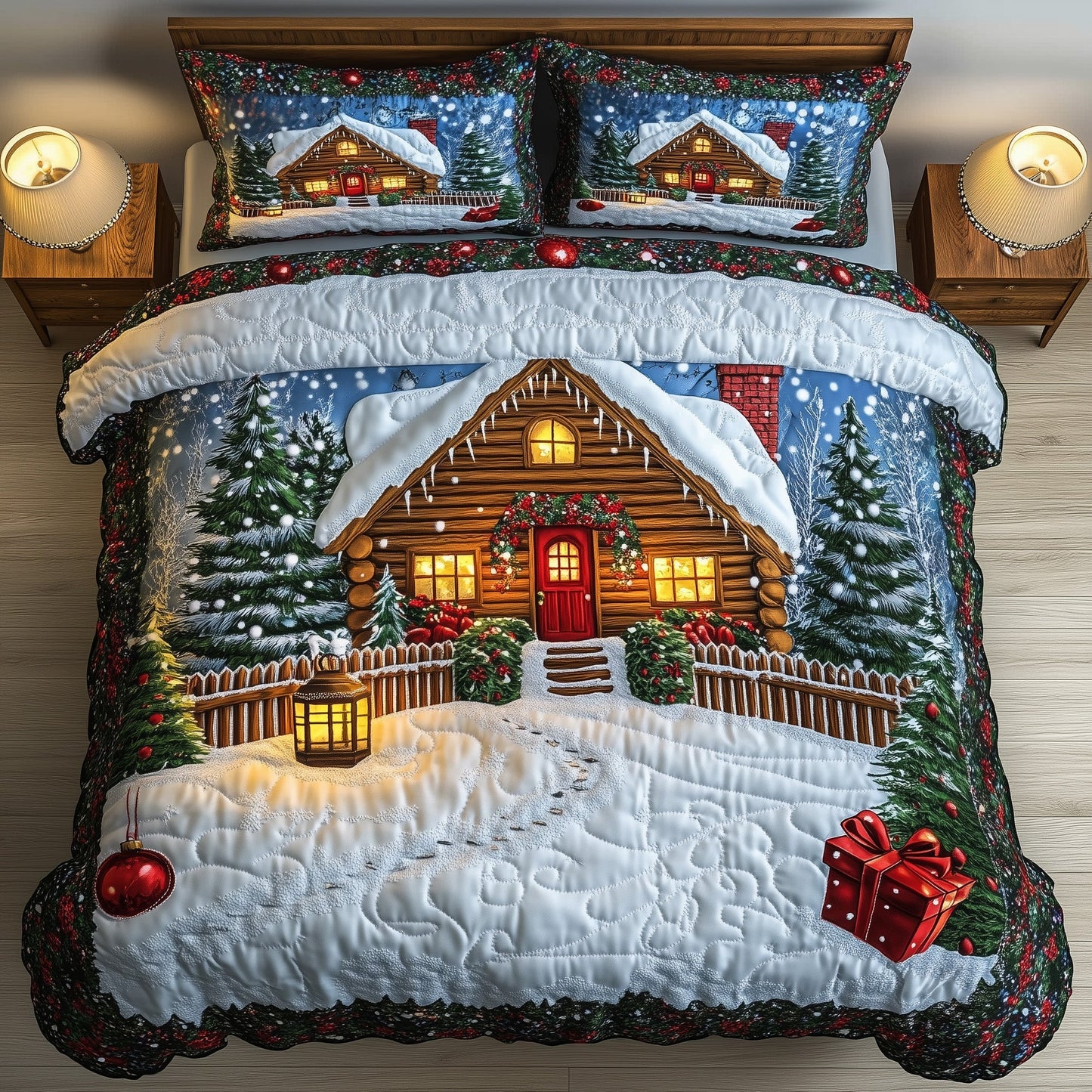 Peaceful Snow Cabin Duvet Cover Set GFTOHD10025