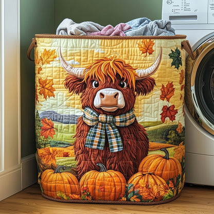 Autumn Harvest Cow Quilted Laundry Basket GFTOHD10042