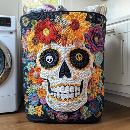 Skull in Bloom Quilted Laundry Basket GFTOHD10046