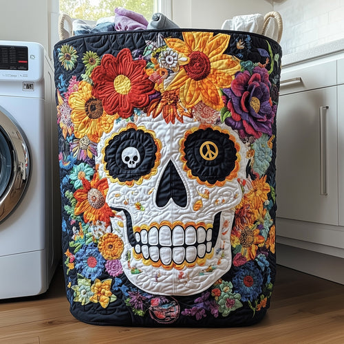 Skull in Bloom Quilted Laundry Basket GFTOHD10046