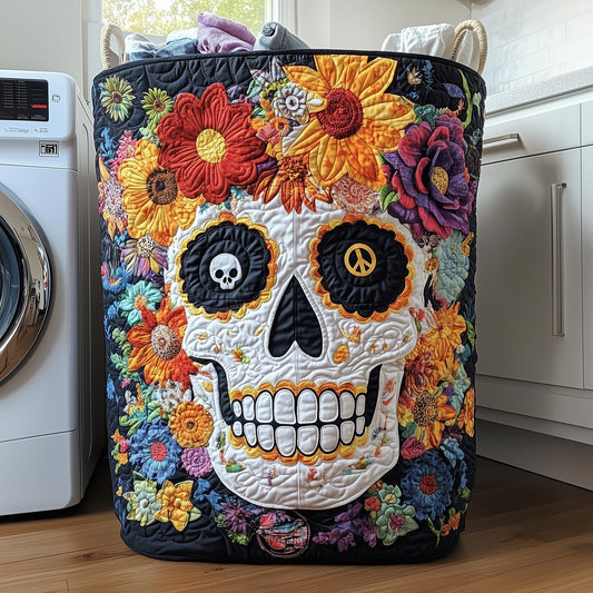 Skull in Bloom Quilted Laundry Basket GFTOHD10046