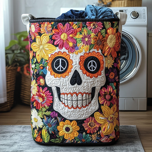 Skull in Bloom Quilted Laundry Basket GFTOHD10047