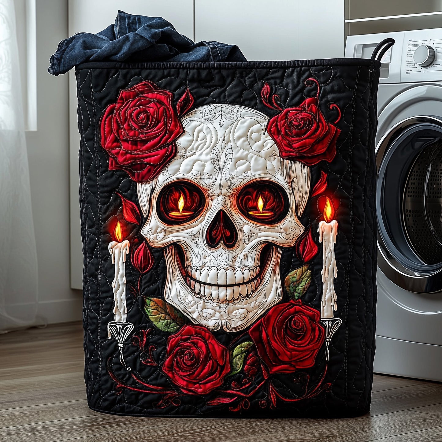 Mystic Skull Quilted Laundry Basket GFTOHD10057