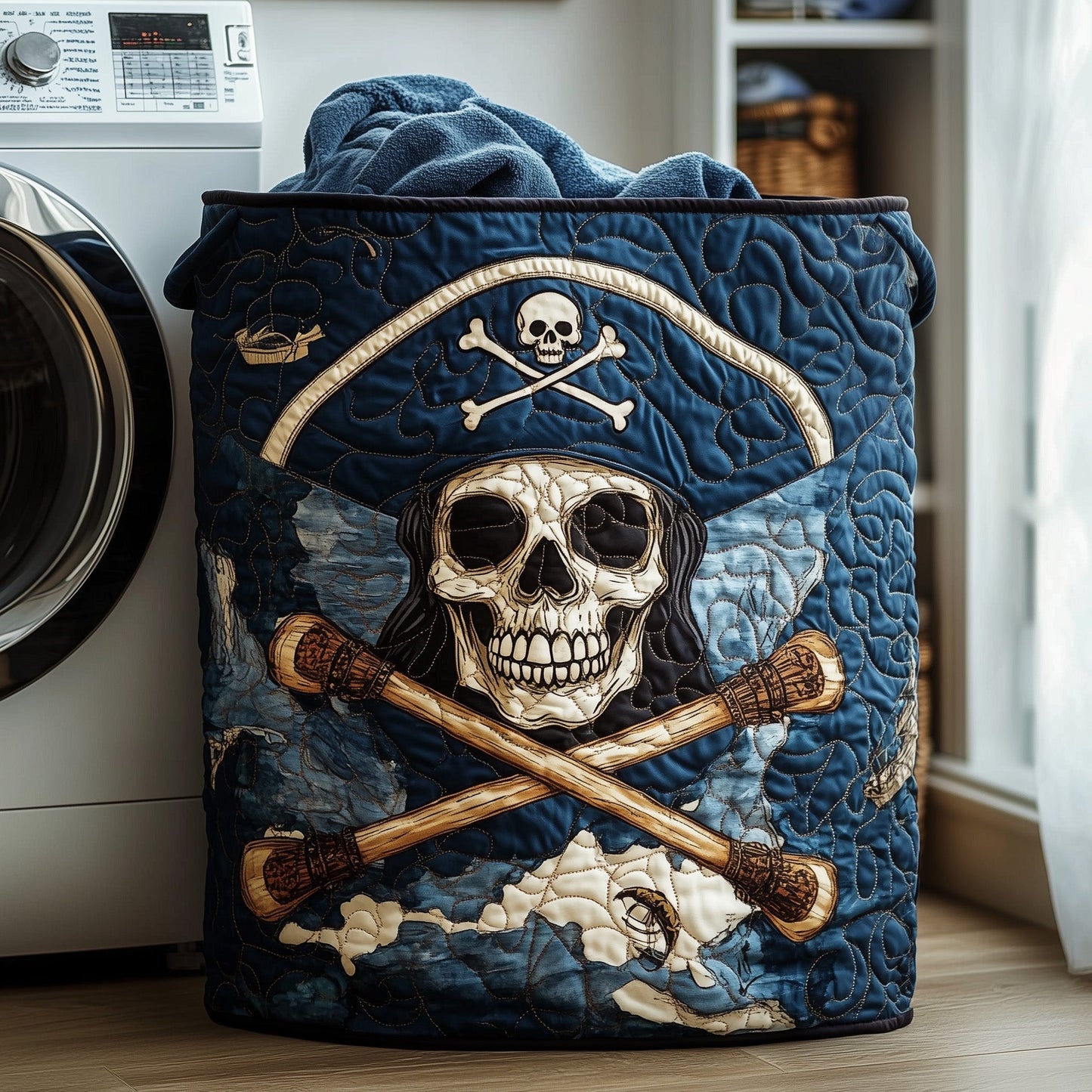 Skull Pirate Quilted Laundry Basket GFTOHD10060