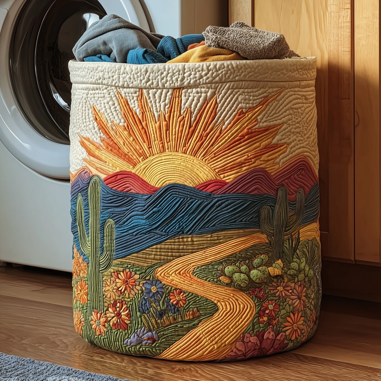 Cactus Heaven Quilted Laundry Basket GFTOHD10065