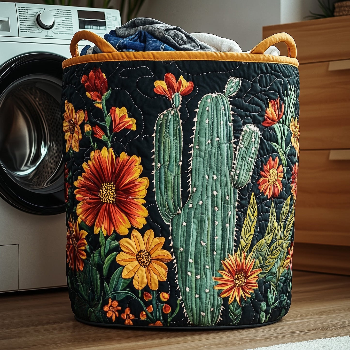 Cactus Heaven Quilted Laundry Basket GFTOHD10066