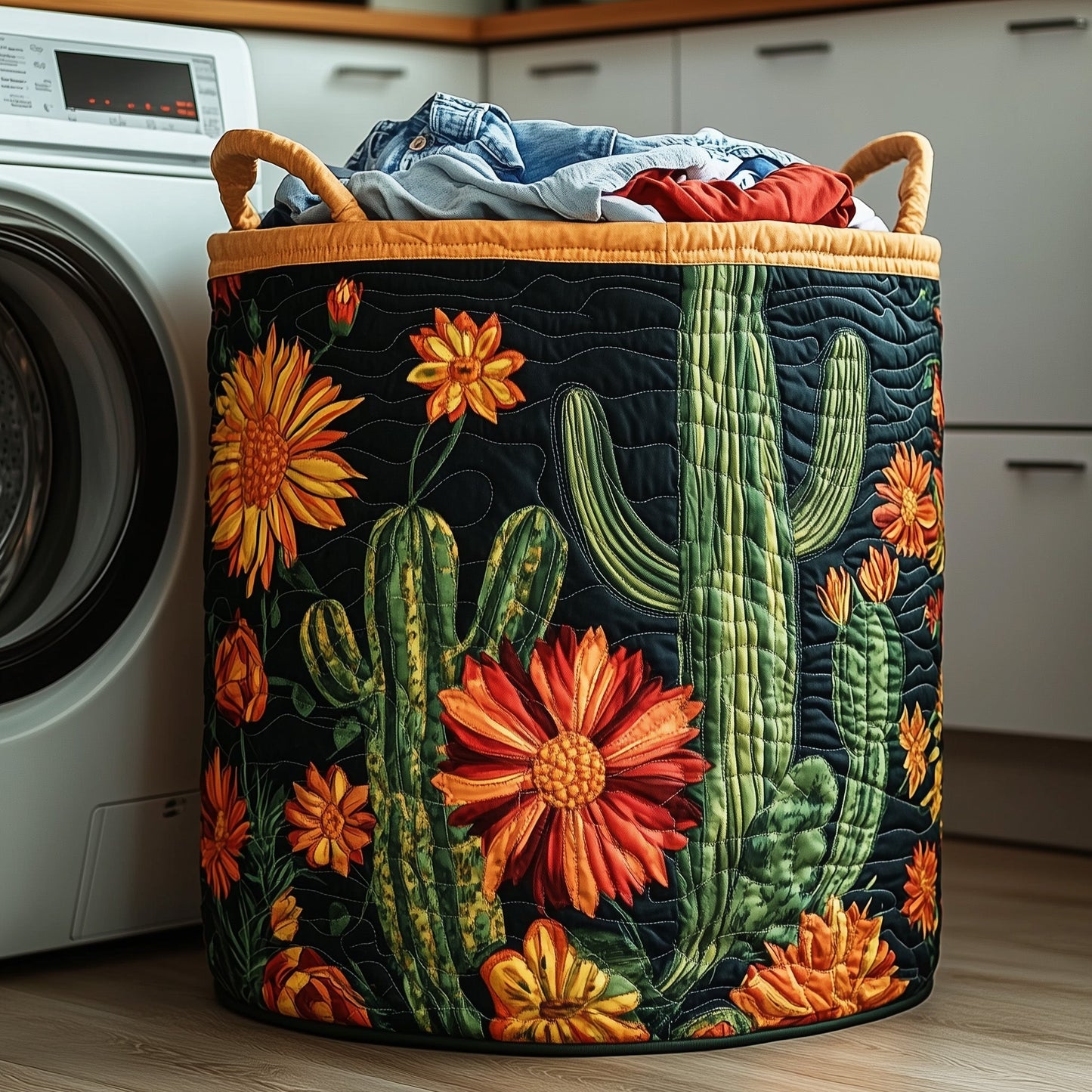 Cactus Heaven Quilted Laundry Basket GFTOHD10067