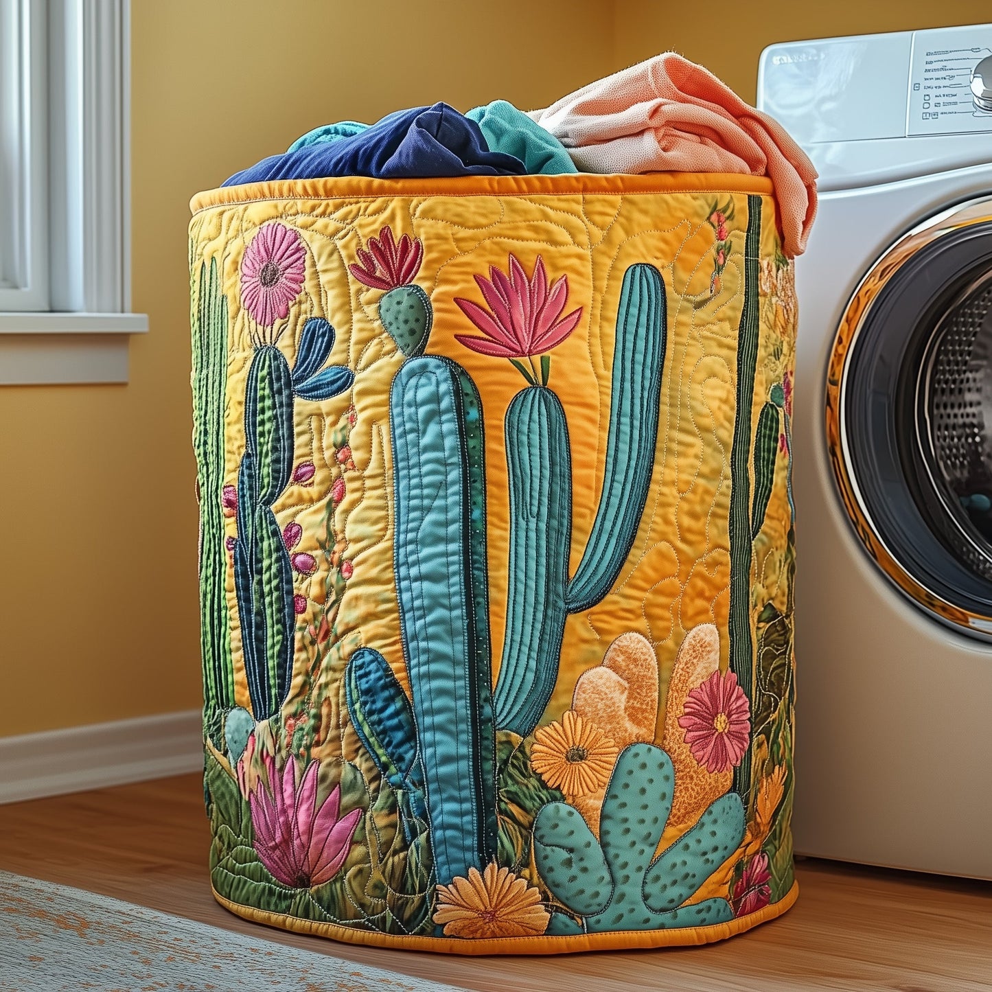 Cactus Heaven Quilted Laundry Basket GFTOHD10071