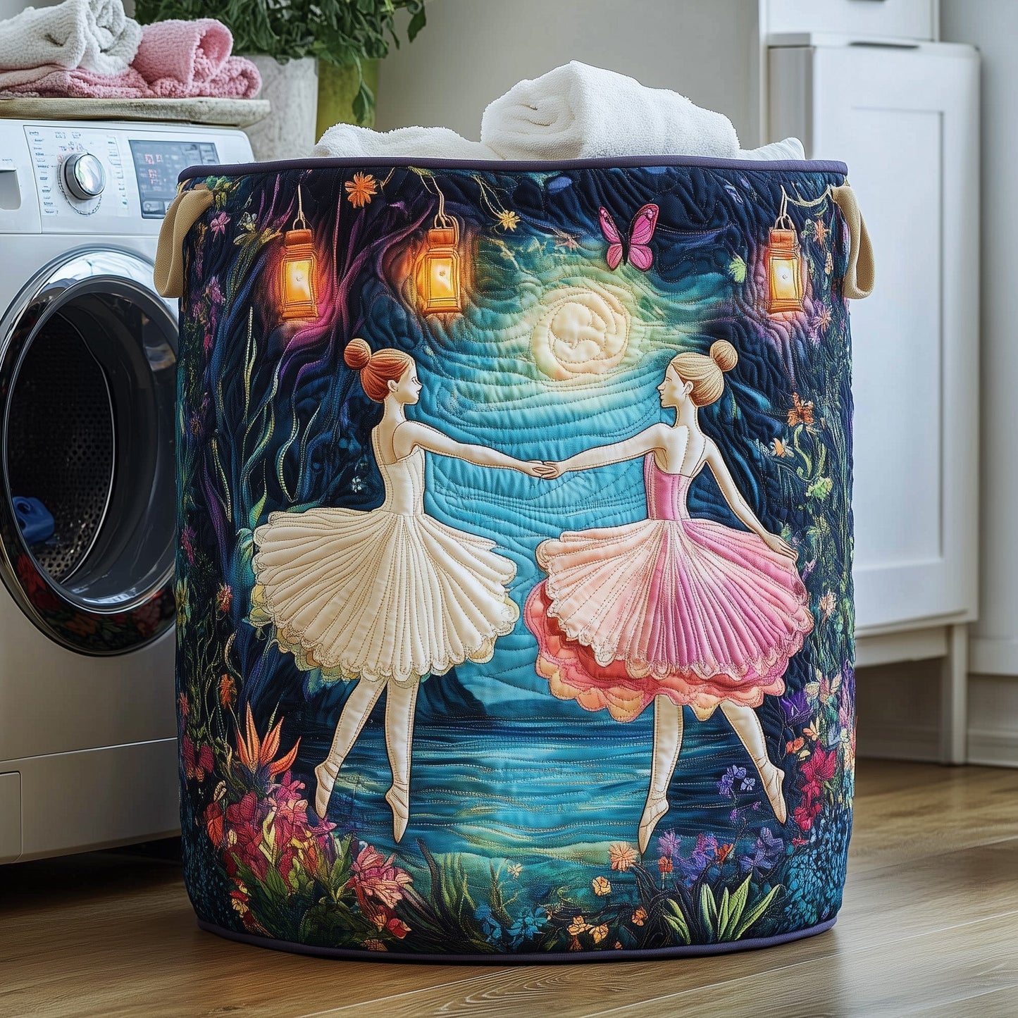 Elegant Ballerina Quilted Laundry Basket GFTOHD10080