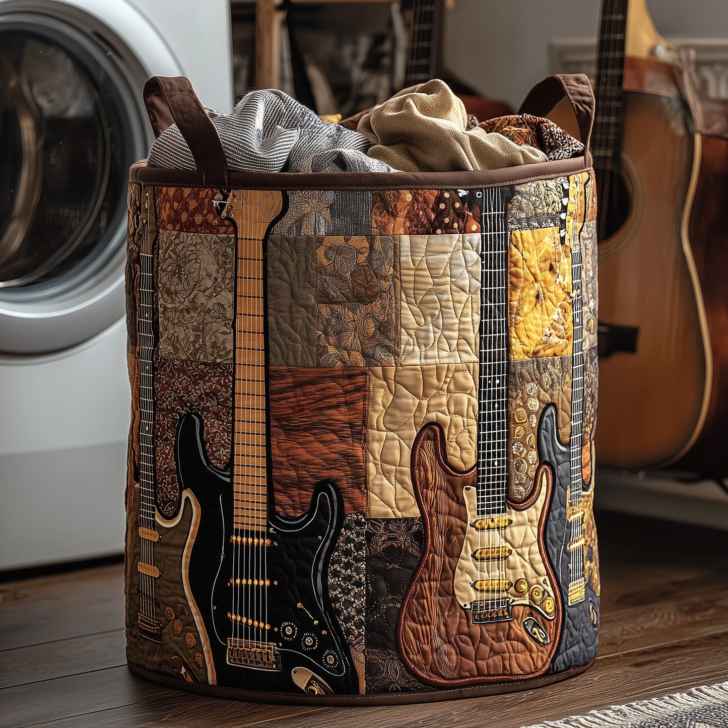 Vintage Guitar Quilted Laundry Basket GFTOHD10092