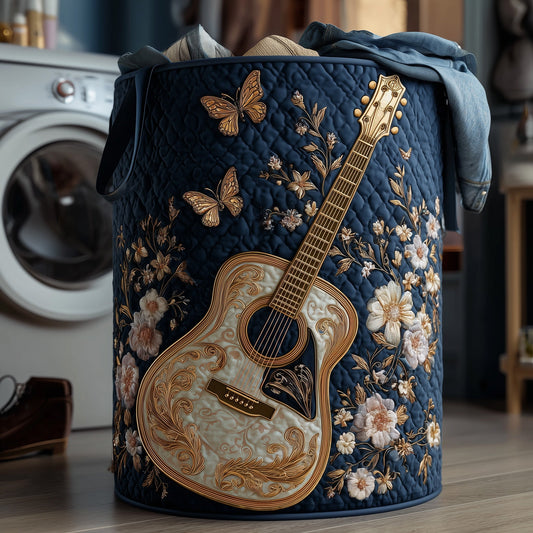 Elegant Guitar Quilted Laundry Basket GFTOHD10095