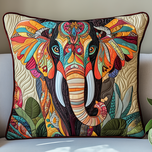 Colorful Spirit Elephant Quilted Pillow Case GFTOHD100