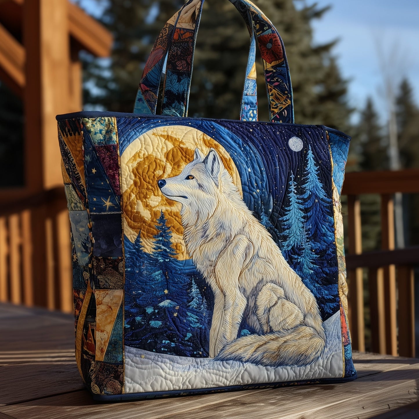 Majestic Wolf Quilted Tote Bag GFTOHD10100