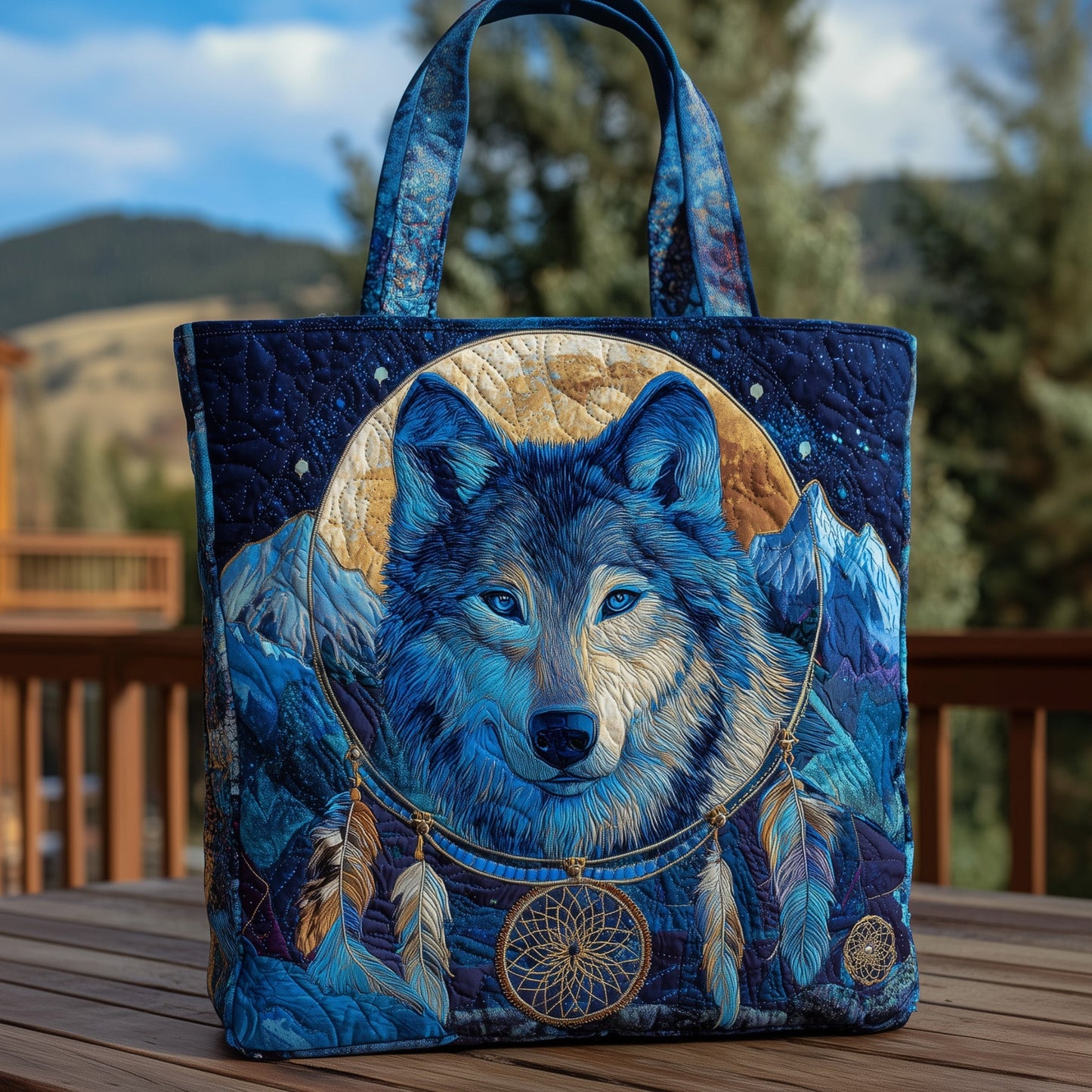 Majestic Wolf Quilted Tote Bag GFTOHD10102