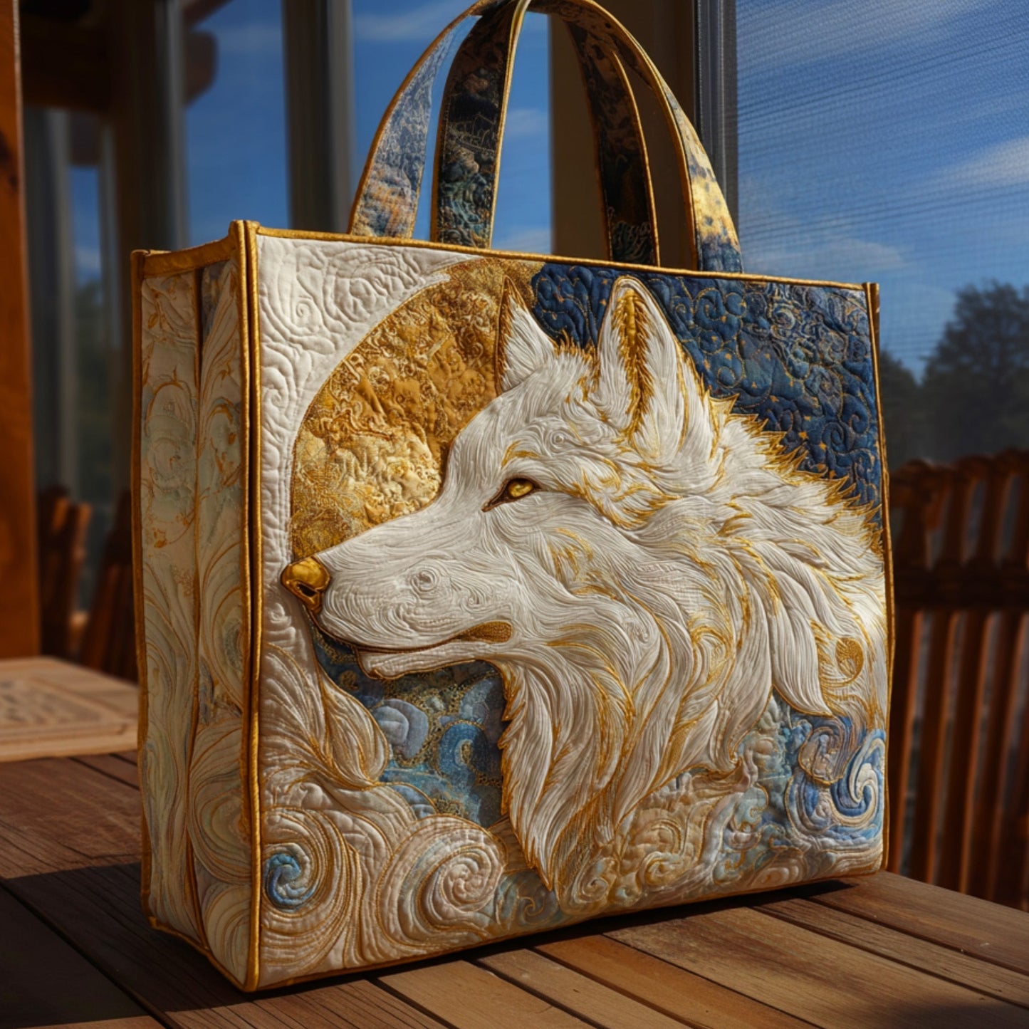 Majestic Wolf Quilted Tote Bag GFTOHD10105