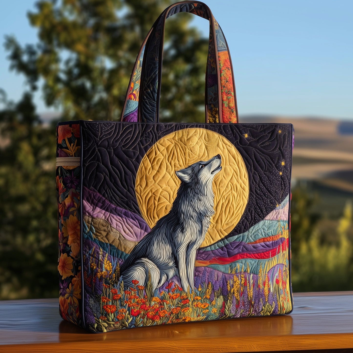 Majestic Wolf Quilted Tote Bag GFTOHD10106