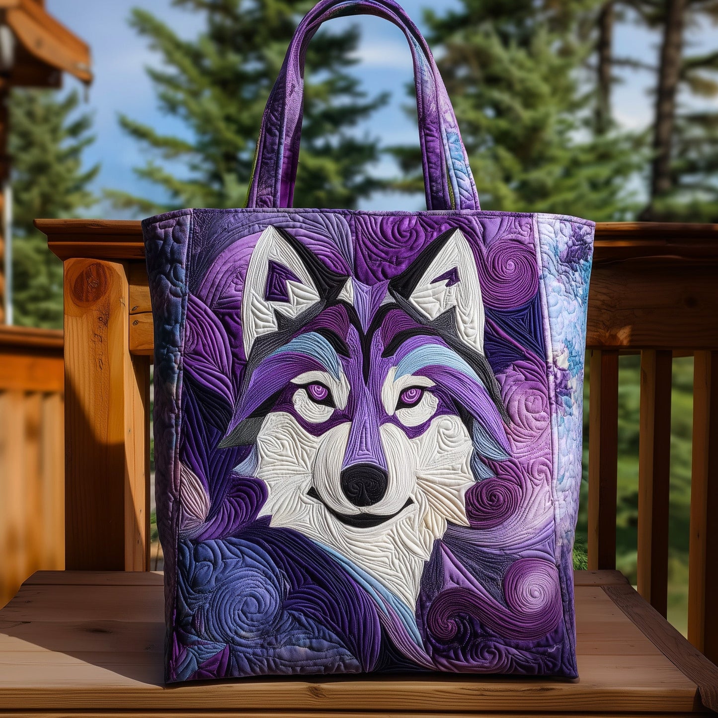 Majestic Wolf Quilted Tote Bag GFTOHD10114