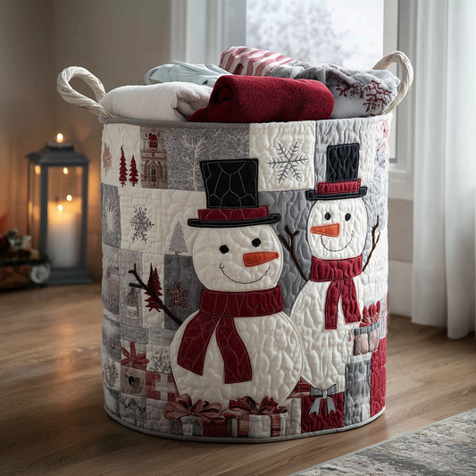 Festive Snowman Quilted Laundry Basket GFTOHD10119