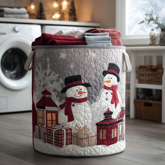 Festive Snowman Quilted Laundry Basket GFTOHD10121