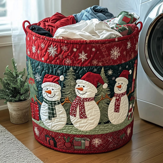Festive Snowman Quilted Laundry Basket GFTOHD10124