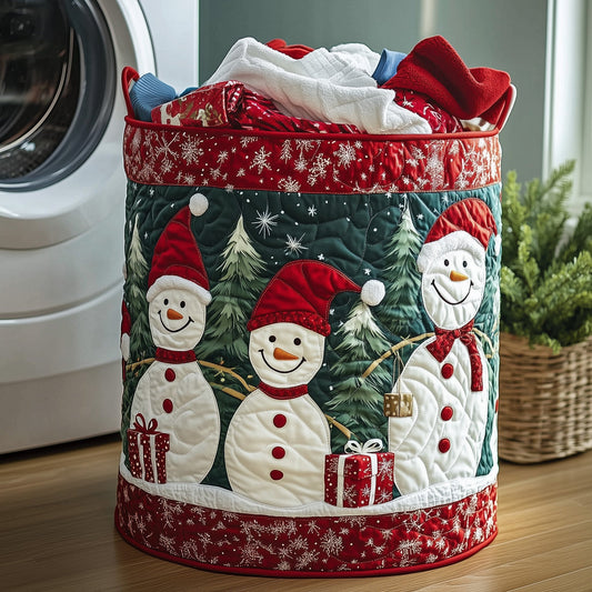 Festive Snowman Quilted Laundry Basket GFTOHD10125