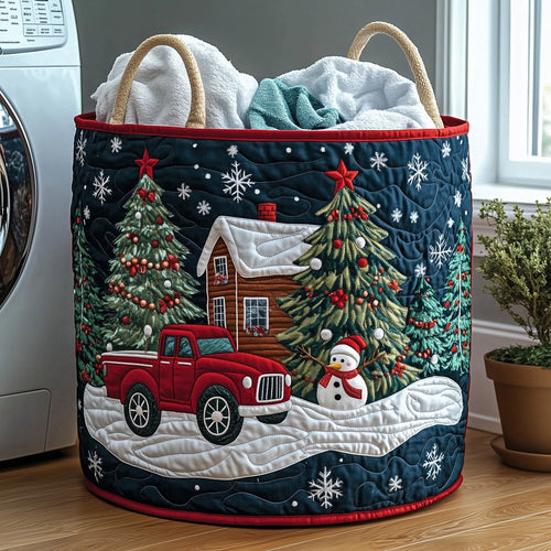 Festive Snowman Quilted Laundry Basket GFTOHD10126