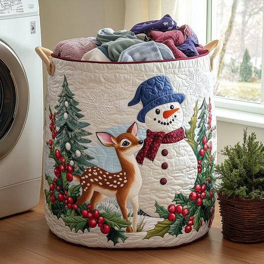 Festive Snowman Quilted Laundry Basket GFTOHD10132