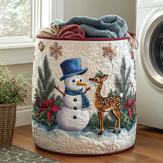 Festive Snowman Quilted Laundry Basket GFTOHD10133