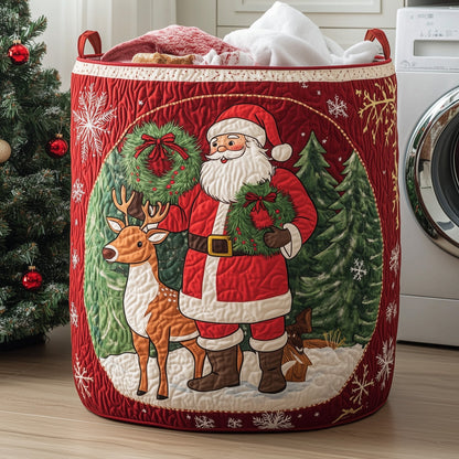 Cheerful Santa Quilted Laundry Basket GFTOHD10135