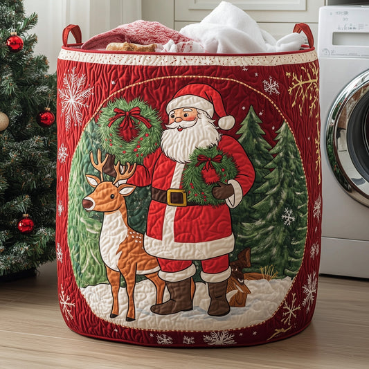 Cheerful Santa Quilted Laundry Basket GFTOHD10135