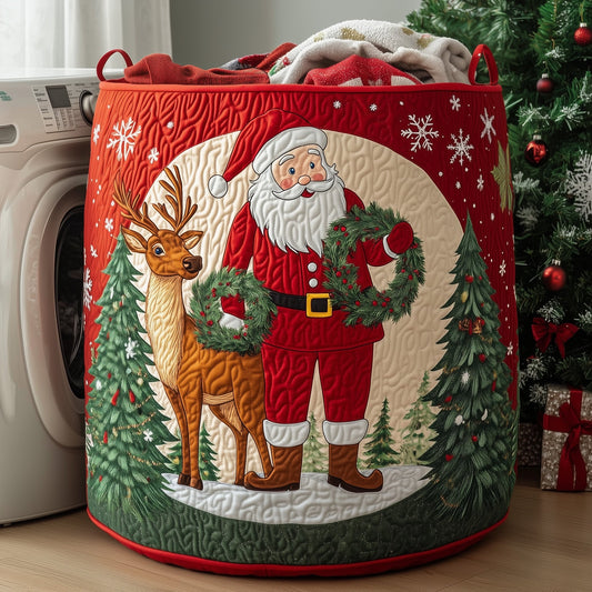 Cheerful Santa Quilted Laundry Basket GFTOHD10136
