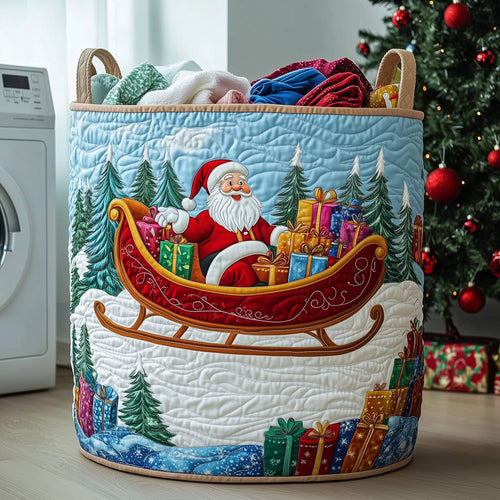 Cheerful Santa Quilted Laundry Basket GFTOHD10137