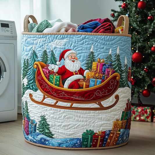 Cheerful Santa Quilted Laundry Basket GFTOHD10137