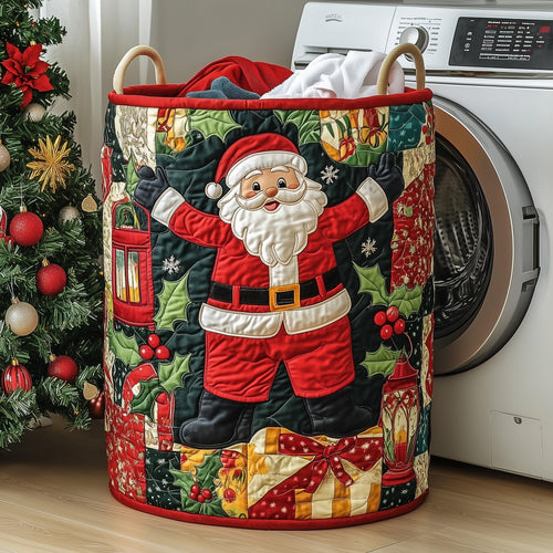 Jolly Santa Quilted Laundry Basket GFTOHD10147