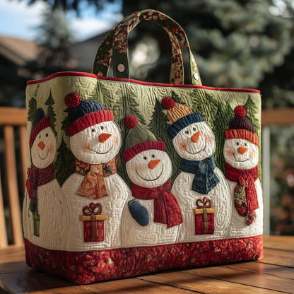 Cheerful Snowman Quilted Tote Bag GFTOHD10156