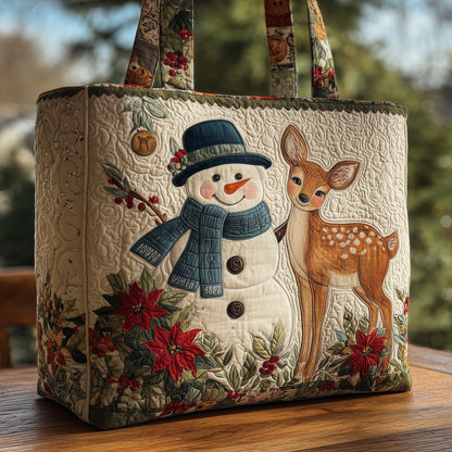 Cheerful Snowman Quilted Tote Bag GFTOHD10159
