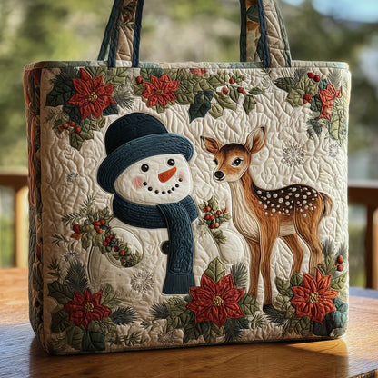Cheerful Snowman Quilted Tote Bag GFTOHD10160