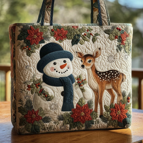 Cheerful Snowman Quilted Tote Bag GFTOHD10160