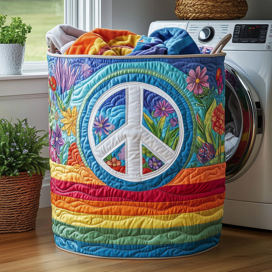 Hippe Peace Sign Quilted Laundry Basket GFTOHD10162