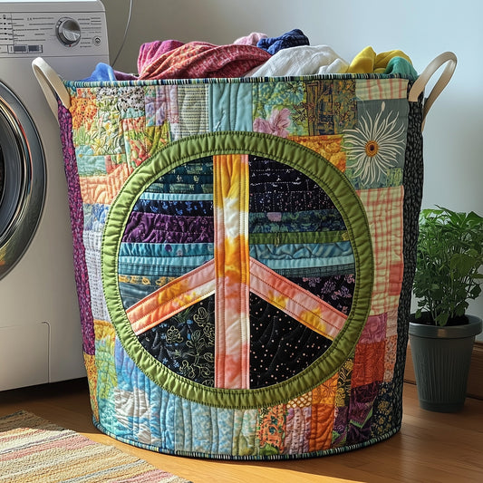 Hippe Peace Sign Quilted Laundry Basket GFTOHD10164