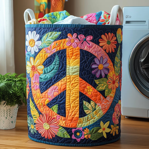 Hippe Peace Sign Quilted Laundry Basket GFTOHD10167